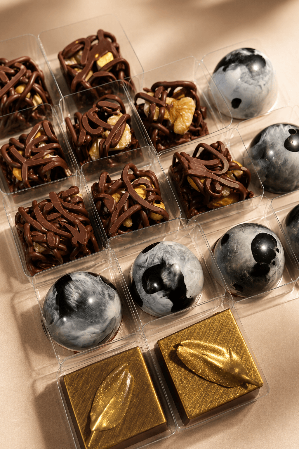 Projeto sob medida da Saito Chocolatier — bombons artísticos personalizados